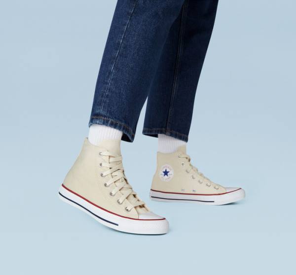 Trampki Wysokie Converse Chuck Taylor All Star Natural Ivory Beżowe Białe | CV-067AMX