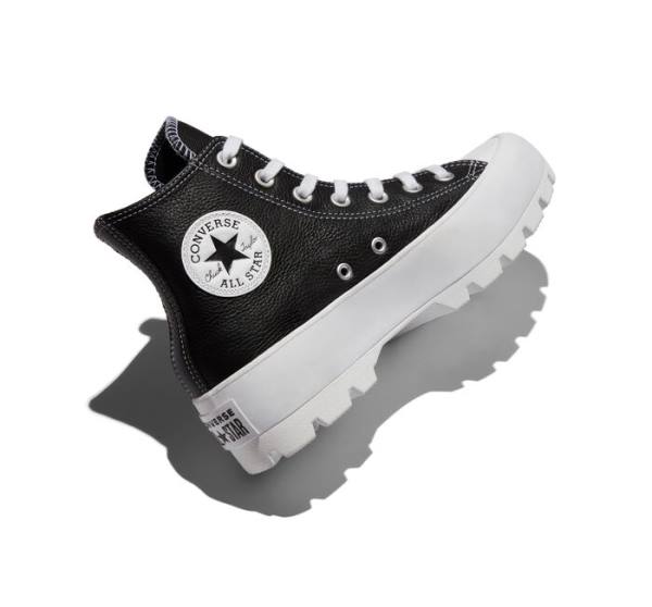 Trampki Wysokie Converse Chuck Taylor All Star Lugged Skórzane Białe Czarne Białe | CV-072ZJL