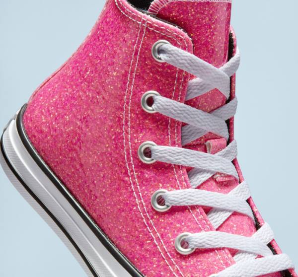 Trampki Wysokie Converse Chuck Taylor All Star Zimowe Glitter Różowe Czarne Białe | CV-083HXQ