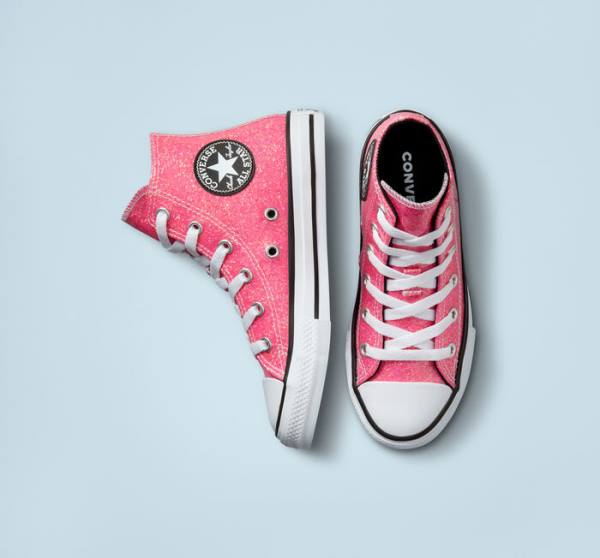 Trampki Wysokie Converse Chuck Taylor All Star Zimowe Glitter Różowe Czarne Białe | CV-083HXQ