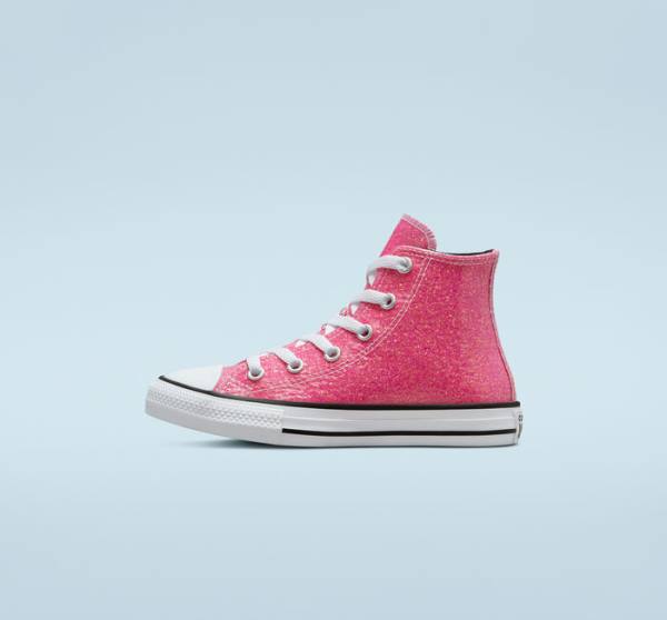 Trampki Wysokie Converse Chuck Taylor All Star Zimowe Glitter Różowe Czarne Białe | CV-083HXQ