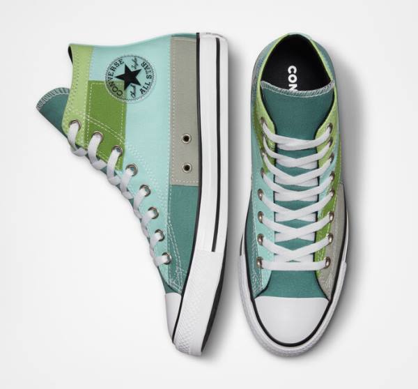 Trampki Wysokie Converse Chuck Taylor All Star Patchwork Głęboka Zielone Głęboka | CV-087ZIU