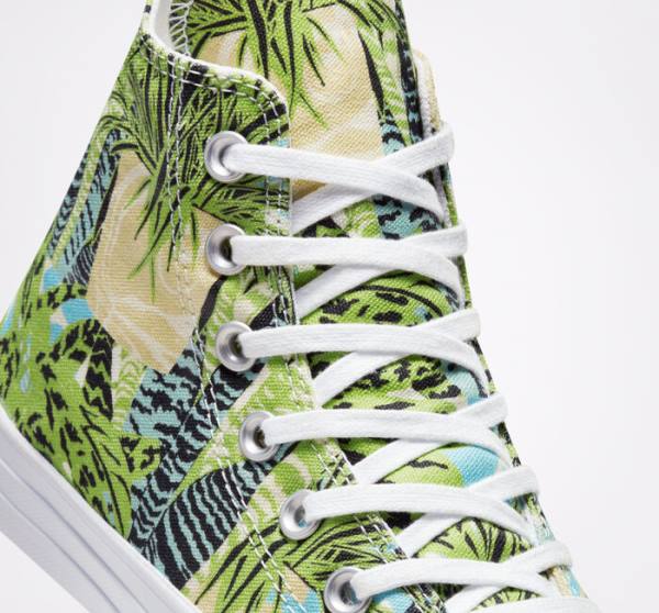 Trampki Wysokie Converse Chuck Taylor All Star Tropical Florals Głęboka Zielone Białe | CV-089LWM