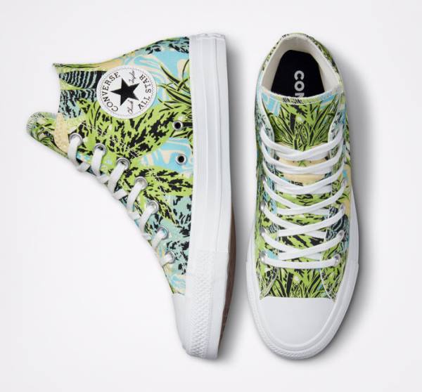 Trampki Wysokie Converse Chuck Taylor All Star Tropical Florals Głęboka Zielone Białe | CV-089LWM