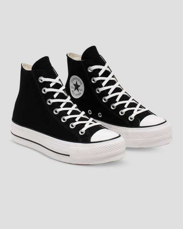 Trampki Wysokie Converse Chuck Taylor All Star Lift Płócienne Czarne | CV-103OFS