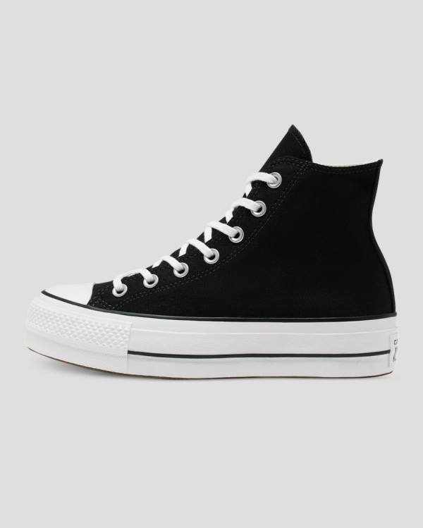 Trampki Wysokie Converse Chuck Taylor All Star Lift Płócienne Czarne | CV-103OFS