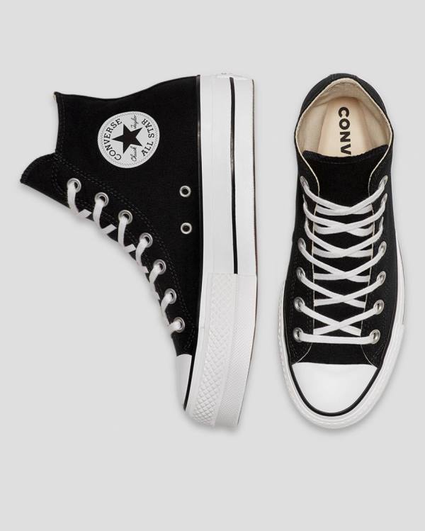 Trampki Wysokie Converse Chuck Taylor All Star Lift Płócienne Czarne | CV-103OFS