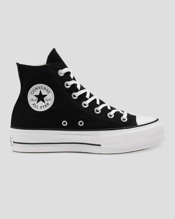 Trampki Wysokie Converse Chuck Taylor All Star Lift Płócienne Czarne | CV-103OFS