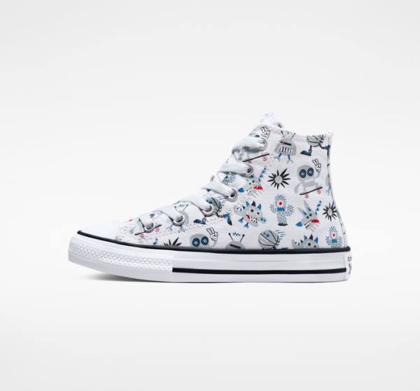 Trampki Wysokie Converse Chuck Taylor All Star Creatures Białe Szare Niebieskie | CV-123UFE