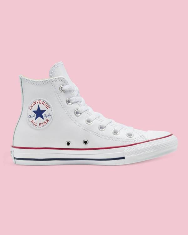 Trampki Wysokie Converse Chuck Taylor All Star Skórzane Białe | CV-126FIT