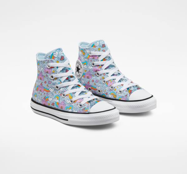 Trampki Wysokie Converse Chuck Taylor All Star Rainbow Castles Niebieskie Różowe | CV-147OTK