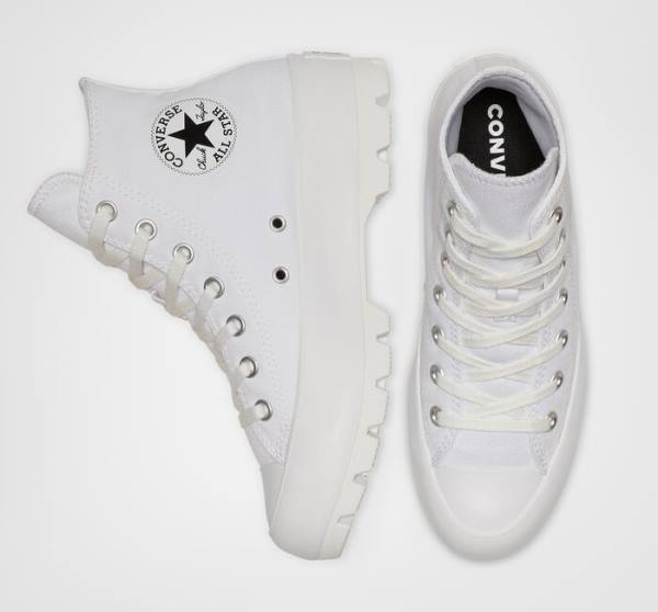 Trampki Wysokie Converse Chuck Taylor All Star Lugged Białe Czarne Białe | CV-152ZQL