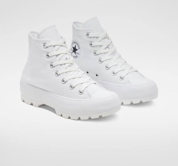 Trampki Wysokie Converse Chuck Taylor All Star Lugged Białe Czarne Białe | CV-152ZQL