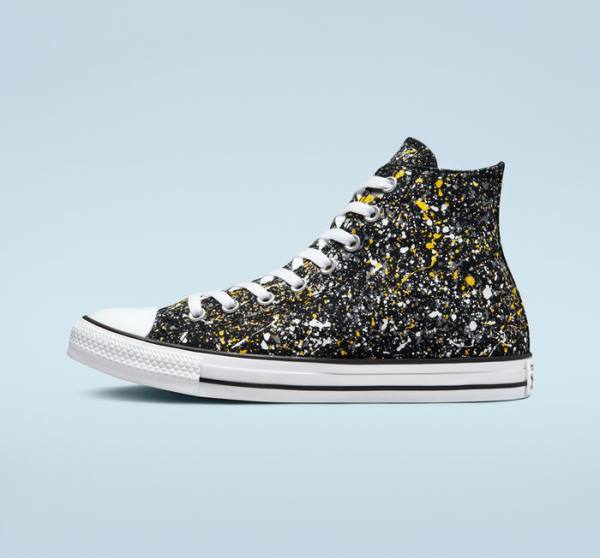 Trampki Wysokie Converse Chuck Taylor All Star Archive Paint Splatter Czarne Białe | CV-187GUB