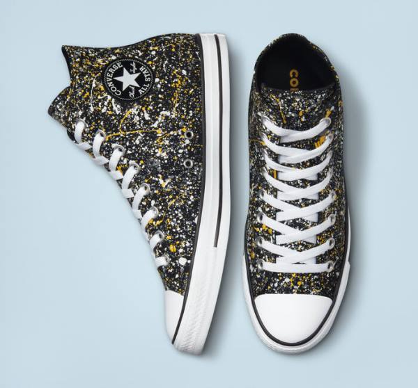 Trampki Wysokie Converse Chuck Taylor All Star Archive Paint Splatter Czarne Białe | CV-187GUB