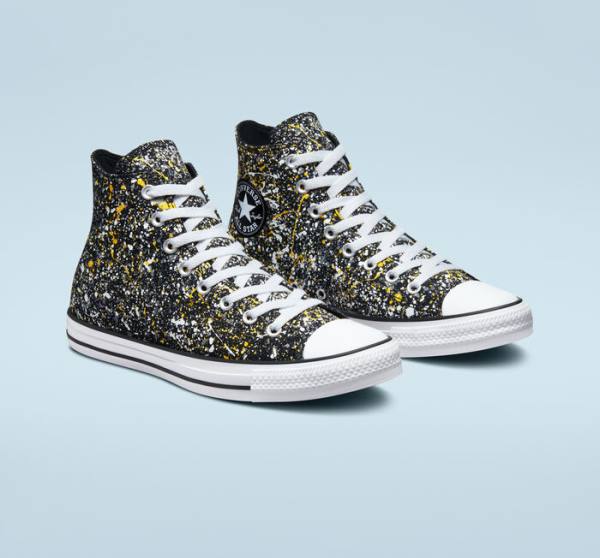 Trampki Wysokie Converse Chuck Taylor All Star Archive Paint Splatter Czarne Białe | CV-187GUB