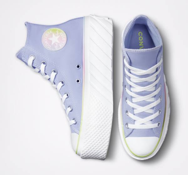 Trampki Wysokie Converse Chuck Taylor All Star 2X Lift Platformie Pastel Gradient Niebieskie Białe | CV-216BPU