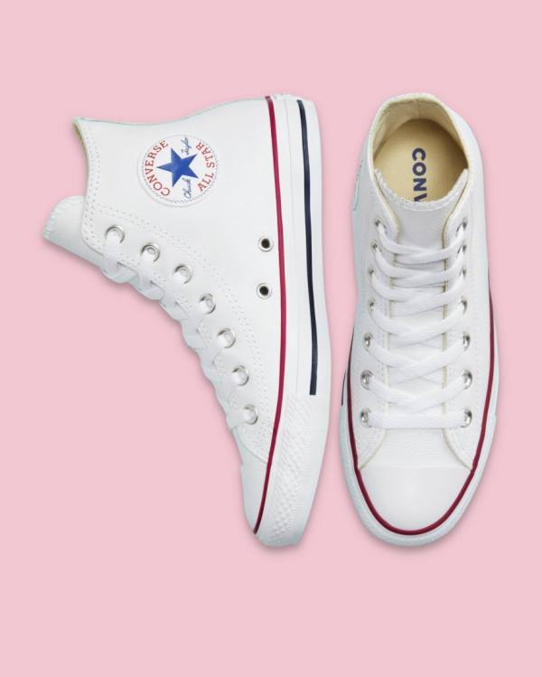 Trampki Wysokie Converse Chuck Taylor All Star Skórzane Białe | CV-217LQW