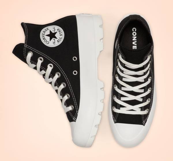 Trampki Wysokie Converse Chuck Taylor All Star Lugged Czarne Białe | CV-217ZFG