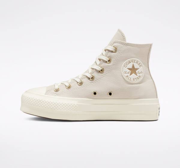 Trampki Wysokie Converse Chuck Taylor All Star Lift Platformie Golden Elements Brązowe Głęboka Złote | CV-241ARE