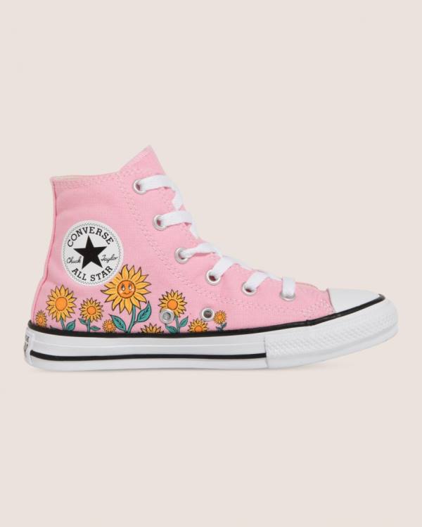 Trampki Wysokie Converse Chuck Taylor All Star Sunflower Print Różowe | CV-249JKX