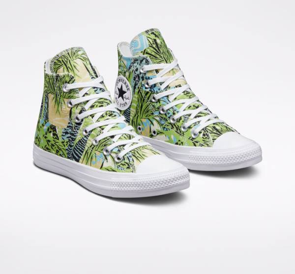 Trampki Wysokie Converse Chuck Taylor All Star Tropical Florals Głęboka Zielone Białe | CV-273MAN