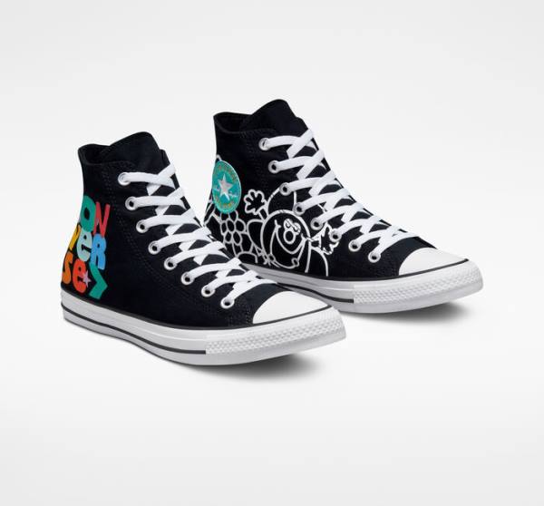 Trampki Wysokie Converse Chuck Taylor All Star Floral Czarne Białe Głęboka | CV-278GTF