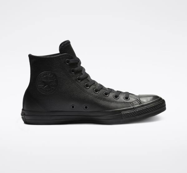 Trampki Wysokie Converse Chuck Taylor All Star Skórzane Czarne | CV-281CVM