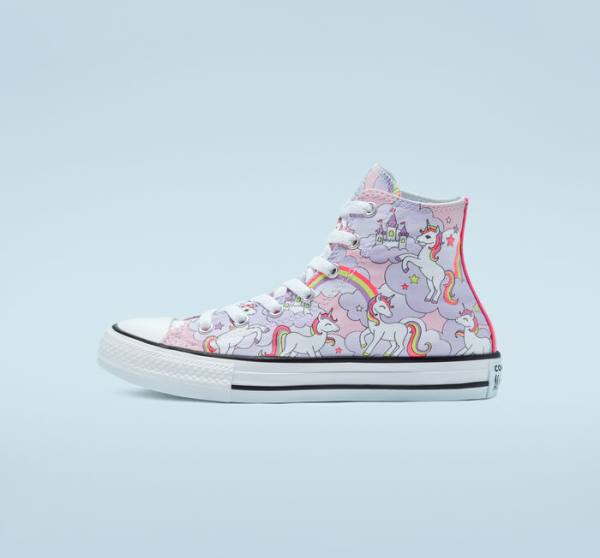 Trampki Wysokie Converse Chuck Taylor All Star Neon Unicorn Różowe Kolorowe Białe | CV-285MKY