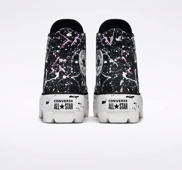 Trampki Wysokie Converse Chuck Taylor All Star Lugged Paint Splatter Czarne Szare Różowe | CV-310DKY