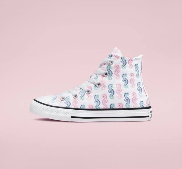 Trampki Wysokie Converse Chuck Taylor All Star Seahorses Białe Różowe Głęboka | CV-325QYA