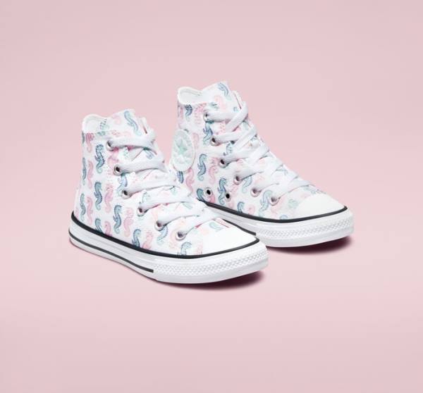 Trampki Wysokie Converse Chuck Taylor All Star Seahorses Białe Różowe Głęboka | CV-325QYA