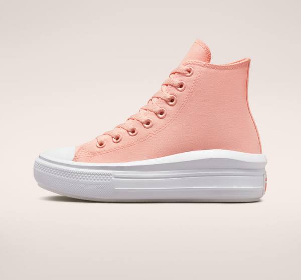 Trampki Wysokie Converse Chuck Taylor All Star Move Platformie Płócienne Różowe Białe Różowe | CV-419UNE