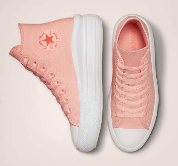 Trampki Wysokie Converse Chuck Taylor All Star Move Platformie Płócienne Różowe Białe Różowe | CV-420LID