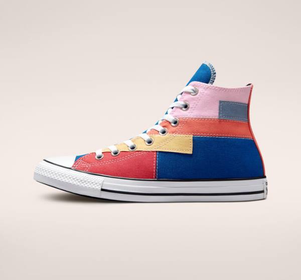 Trampki Wysokie Converse Chuck Taylor All Star Patchwork Niebieskie Różowe | CV-452YVN