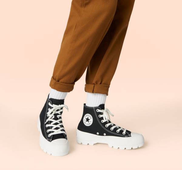 Trampki Wysokie Converse Chuck Taylor All Star Lugged Czarne Białe | CV-507NXM