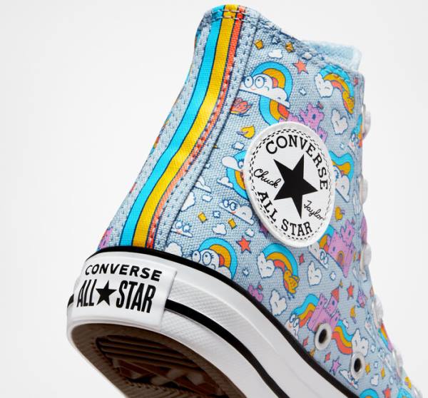 Trampki Wysokie Converse Chuck Taylor All Star Rainbow Castles Niebieskie Różowe | CV-584IYN