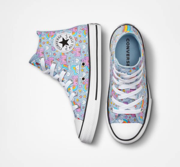 Trampki Wysokie Converse Chuck Taylor All Star Rainbow Castles Niebieskie Różowe | CV-584IYN