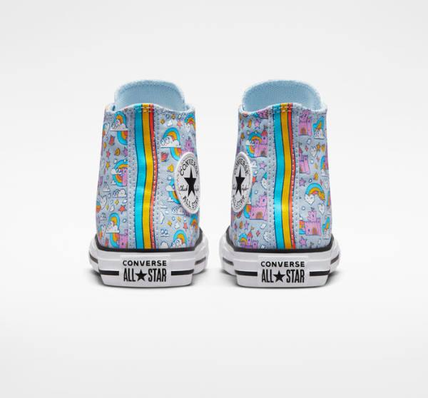 Trampki Wysokie Converse Chuck Taylor All Star Rainbow Castles Niebieskie Różowe | CV-584IYN