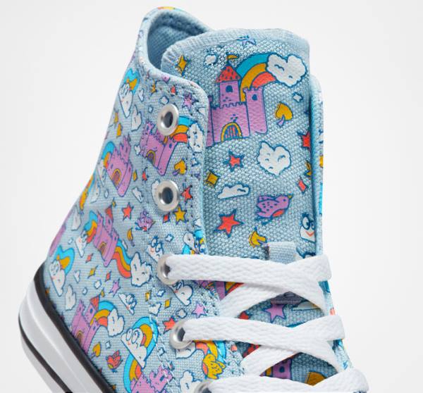 Trampki Wysokie Converse Chuck Taylor All Star Rainbow Castles Niebieskie Różowe | CV-584IYN