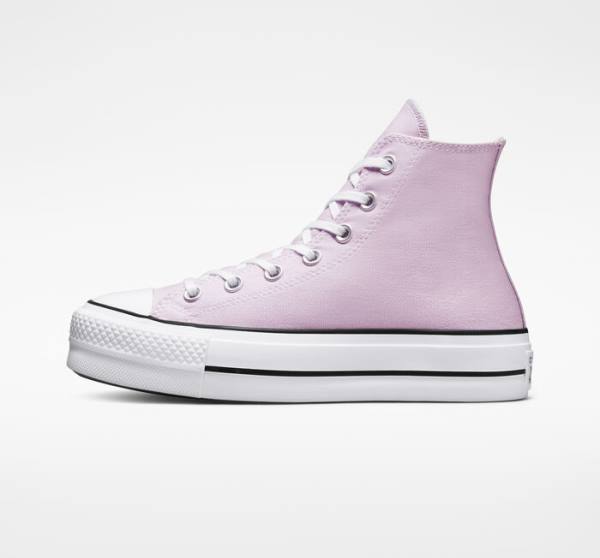 Trampki Wysokie Converse Chuck Taylor All Star Lift Platformie Seasonal Color Białe Czarne | CV-592ARN