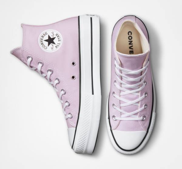 Trampki Wysokie Converse Chuck Taylor All Star Lift Platformie Seasonal Color Białe Czarne | CV-592ARN