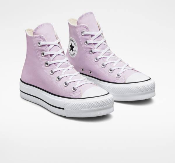 Trampki Wysokie Converse Chuck Taylor All Star Lift Platformie Seasonal Color Białe Czarne | CV-592ARN