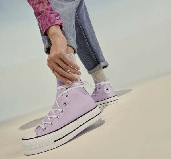 Trampki Wysokie Converse Chuck Taylor All Star Lift Platformie Seasonal Color Białe Czarne | CV-592ARN