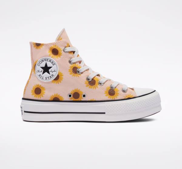 Trampki Wysokie Converse Chuck Taylor All Star Lift Platformie Summer Spirit Czerwone Białe | CV-631KHU