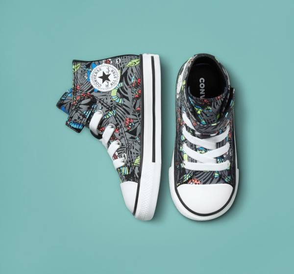 Trampki Wysokie Converse Chuck Taylor All Star Easy-On Plants Czarne Głęboka Zielone Białe | CV-643BKX