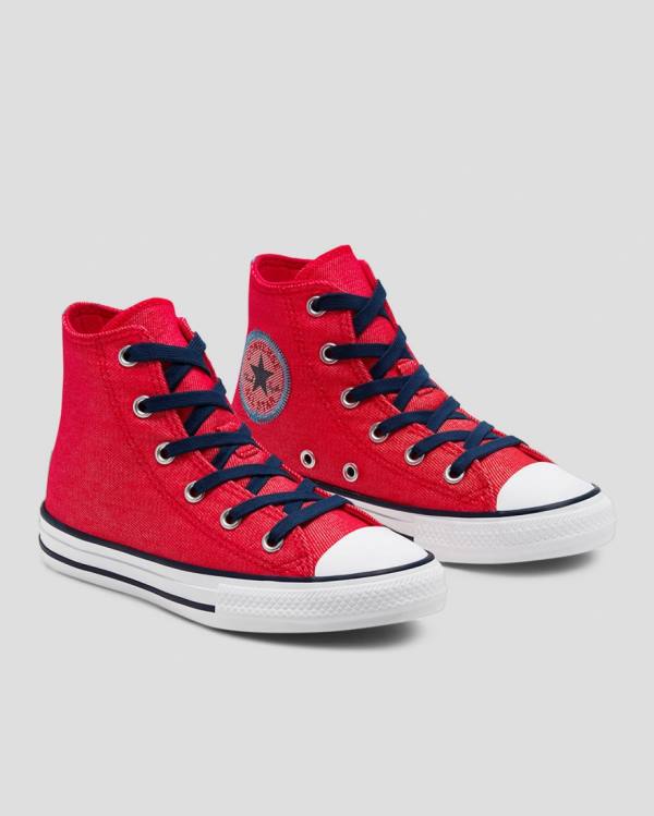 Trampki Wysokie Converse Chuck Taylor All Star Denim Reverse Twill Czerwone | CV-684DPY