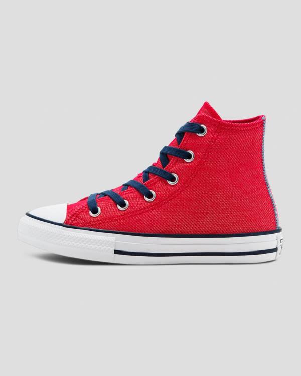 Trampki Wysokie Converse Chuck Taylor All Star Denim Reverse Twill Czerwone | CV-684DPY