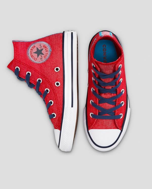 Trampki Wysokie Converse Chuck Taylor All Star Denim Reverse Twill Czerwone | CV-684DPY