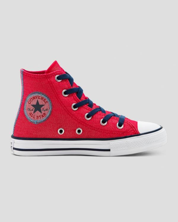 Trampki Wysokie Converse Chuck Taylor All Star Denim Reverse Twill Czerwone | CV-684DPY